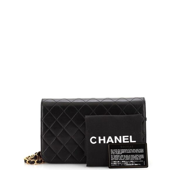 Chanel Vintage Full Flap Bag Quilted Lambskin Medium Black - Picture 2 of 10